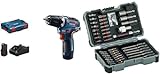 Bosch Professional GSR 12V-35 (2x 3,0 Ah Akku, in L-BOXX) + 43tlg. Schrauber Bit Set Extra Hart (Kreuzschlitz-, Pozidriv-, Hex-, T-, TH-, S-Bit, Zubehör) (43 Stück) 1er Pack