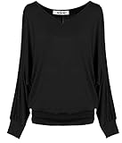 Van Der Rich ® - Basic Tops Bluse mit Langen Ärmeln - Damen (ML-Schwarz, L)