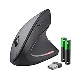 Trust Verto Kabellose Vertikale Maus, Wireless Ergonomische Maus, Vorbeugung Gegen Mausarm/Tennisarm (RSI Syndrom), 800-1600 DPI, Funkmaus für Rechtshänder, PC, Computer, Laptop, Mac, mit Batterien