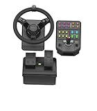 Logitech G Saitek Farm Sim Controller, Farming Simulator Bundle bestehend aus Lenkrad, Steuerkonsole, Gas- und Bremspedal, 900° Lenkbereich, 38+ Tasten, USB-Anschluss, PC/Mac - Schwarz