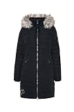 SOCCX Damen Parka mit Taillen-Steppung und Kapuze Black M