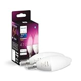 Philips Hue White & Color Ambiance E14 LED Lampen 2-er Pack (470 lm), dimmbare LED Leuchtmittel für das Hue Lichtsystem mit 16 Mio. Farben, smarte Lichtsteuerung über Sprache und App