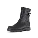 Gabor Damen Biker Boots, Frauen Stiefeletten,Komfortable Mehrweite (H),Warmfutter,halbstiefel,Kurzstiefel,schwarz (Webl/CDF),38.5 EU / 5.5 UK