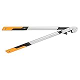 Fiskars PowerGearX Amboss-Getriebeastschere für trockenes und hartes Holz, Antihaftbeschichtet, Gehärteter Präzisionsstahl, Länge: 80 cm, Schwarz/Orange, LX99-L, 1020189