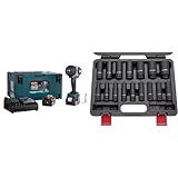 Makita DTW1002RTJ Akku-Schlagschrauber 18 V / 5,0 Ah, 2 Akkus + Ladegerät im MAKPAC & US PRO B1340 Kraft-Schlagschrauber-Nüsse 1/2" 10-32 mm Schlagnuss-Satz, 16 Stück