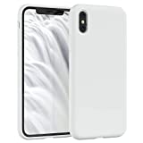 EAZY CASE Premium Silikon Handyhülle kompatibel mit iPhone X/XS, Slimcover mit Kameraschutz und Innenfutter, Silikonhülle, Schutzhülle, Bumper, Handy Case, Hülle, Softcase, Weiß