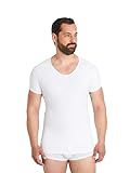 FINN Seamless Kompressions-Shirt Herren mit Bauchweg Effekt - Figurformendes Kurzarm Shapewear Unterhemd ohne Nähte - Starker Body Shaper für einen flacheren Bauch Unsichtbare Weiß Weiss XL