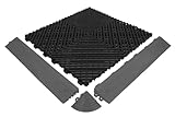 IYG Floor - Garagenboden Belag Fliesen Garagen Boden Matten Werkstatt Kunststoff Belag Werkstattboden Klickfliesen Platte Garage Tile (Midnight Black, 10 Stück)