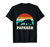 Retro Vater Baby Sohn Tochter Bär Papa Vatertag T-Shirt