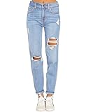 Roskiky Trousers for Women Jogginghose Damen Baumwolle Straight Leg Jeans Damen Straight Jeans Damen Jeans Damen Mom Fit Elastische Jeans Damen Blau M