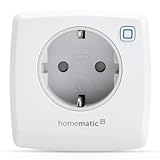 Homematic IP Smart Home Schalt-Mess-Steckdose, Steckdose misst Strom, digitaler Zwischenstecker Steuerung per App, Alexa & Google Assistant, Energie sparen, 157337A0