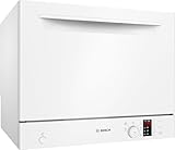 Bosch SKS2ITW00E, Serie 2, Freistehender Kompakt-Geschirrspüler 55 cm, Besteckkorb, Mini Spülmaschine, schneller sauberes Geschirr, Extra Trocknen, Schonende Glasreinigung, Automatikprogramme, Weiß