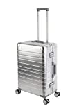 Travelhouse Oslo Alu Reisekoffer Silber M-65cm Hartschalenkoffer Reisetrolley Suitecase Trolley 2X TSA Zahlenschloss 4 Doppelräder 360° Rollen Markenqualität Vol. 70L