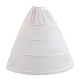 YULUOSHA Damen Petticoat 4 Reifen A-Linie Unterrock Krinoline Boden Länge Hochzeit Ballkleid Rock rutscht Brautkleid Petticoats (DE/NL/SE/PL, Alphanumerisch, Einheitsgröße, Regular, Regular, weiß)