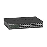 Netgear GS324 Switch 24 Port Switch Gigabit Ethernet LAN Switch (Plug-and-Play Netzwerk Switch, lüfterlos, Switch 19 Zoll Rack-Montage, robustes Metallgehäuse), Schwarz