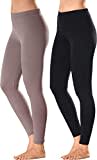 Erwin Müller Damen Leggings, Freizeithose Single-Jersey im 2er-Pack taupe/schwarz Größe 44/46 - optimaler Sitz durch die elastische Qualität, mit abgestepptem Gummiband