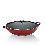 Kela Wok CALIDO, hitzebeständig bis 220° C, Ø 36 cm, Höhe 17 cm, Gußeisen, Rot