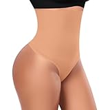 YARRCO Shapewear Damen Bauchweg Unterhose Tanga Body Shaper Miederhose Strings Unterwäsche Frauen Miederslips Formende Slips Hohe Taille Shaping Miederhöschen Bauch Weg Höschen(Dunkelbeige, S)