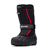 Sorel KIDS FLURRY Schneestiefel für Unisex Kinder, Schwarz (Black x Bright Red) - Youth, 34 EU