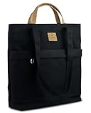 Kuratist 2 in 1 Damen Totepack – DEERN Taschen Rucksack mit 14L Volumen und 13.3" Laptop Fach, aus Canvas und Korkleder für Uni Büro Arbeit Reisen Shoppen (Black (Schwarz))