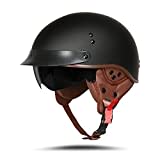 BOSERMEM Motorradhelm Mit Schutzbrille DOT/ECE-Zugelassen, Jethelm Roller-Helm Scooter-Helm Moped Mofa-Helm Chopper Vintage(Matt-Schwarz, XXL 63-64cm)