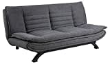 AC Design Furniture Jasper Bettcouch Dunkelgrau/Schwarz, Schlafsofa mit 3 Liegepositionen, Moderner 3-Sitzer Ohne Armlehne, Gepolstert mit Schwarzen Metallbeinen, L: 196 x H: 91 x T: 98 cm