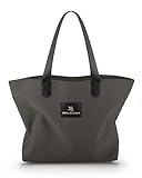 Emma Jonasson Shopper Damen - Faltbare Schultertasche mit Reißverschluss und Innentasche - Aesthetic tote bag, Stofftasche, große Handtasche, Canvas Tasche (Schwarz, Medium)