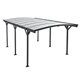 Juskys Carport mit Bogendach 5x3 m - Überdachung aus Aluminium mit Doppelstegplatten - Unterstand für Autos - freistehende Montage - Dunkelgrau