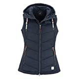 Dry Fashion Damen Weste Malente - Steppweste Damen Outdoor Weste mit Kapuze Übergangsweste gesteppt windabweisend wasserabweisend in Navy Blau Größe 52