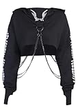 Punk Herbst Hoodies Frauen Gothic Kleidung Verband Streetwear Harajuku Mit Kapuze Vintage Langarm Mode Sexy Crop Top