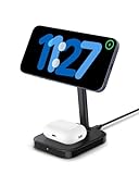 Spigen ArcField (MagFit) 2 in 1 Dual kabelloses Ladegerät Induktive Ladestation Magnetischer Ladeständer Wireless Charger für iPhone 15 Pro Max 14 13 12 Pro Max Plus Airpods Pro 3 2 1 - Ohne Netzteil