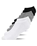 Snocks Männer und Frauen Sneaker Socken 6er Set Gr. 47-50 I Füßlinge passend für alle Schuhe I Dünne Socken auch für Hausschuhe geeignet I Egal ob für die Arbeit, Zuhause oder Gym I Schwarz/Weiß/Grau