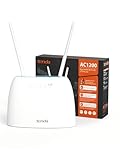 Tenda 4G09 4G LTE WLAN Router für SIM Karten (CAT6 AC1200 Dualband 2,4GHz: 300Mbit/s+5GHz: 867Mbit/s, 150 Mbit/s im Download) 2-Gigabit-Port, Plug & Play, 2 Abnehmbare Antennen, MU-MIMO, IPv6, Weiß