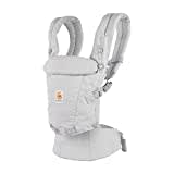 Ergobaby Adapt Babytrage für Neugeborene ab Geburt, 3-Positionen SoftTouch Cotton Ergonomische Babybauchtrage Rückentrage Baby-Tragetasche, Pearl Grey