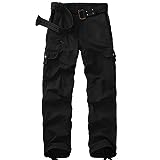 yeyity Cargohose Damen Hosen Multi Taschen Wanderhose Outdoorhose Baumwolle Arbeitshose Jogginghose Relaxed-Fit Trekkinghose Militär Hose Streetwear(Black,2087,40)