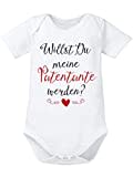 clothinx Baby Body Unisex Willst du Meine Patentante Werden? | Schönes Geschenk für die Taufpatin | Qualitativ Hochwertig Bedruckt | 100% Bio-Baumwoll Baby-Body Bio Weiß Gr. 50-56