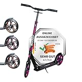 Scoot One Aluminium Scooter pink S 2 – höhenverstellbarer Aluminiumroller – Cityroller für Kinder und Erwachsene - Roller ABEC 7 205 mm