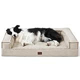 BEDSURE Orthopädisches Hundebett Große Hunde - Hundekorb, Hundekissen, Hundesofa mit Eierförmiger Kistenschaum, Kuschelig Schlafplatz in Größe 89x64x15 cm, Abnehmbar und Waschbar Hundebetten, Beige