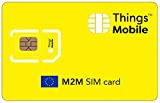 Daten-SIM-Karte M2M Europa - Things Mobile - mit weltweiter Netzabdeckung und Mehrfachanbieternetz GSM/2G/3G/4G. Ohne Fixkosten und ohne Verfallsdatum. 10 € Guthaben inklusive