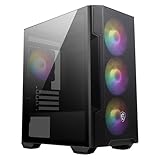 MSI MAG FORGE M100R Mini-Tower PC-Gehäuse, gehärtetes Glas, unterstützt Micro-ATX & Mini-ITX, Mesh-Front, 4x 120mm ARGB Lüfter mit Hub Controller, Magnetischer Staubfilter, USB 3.2 Gen 1 Typ-A