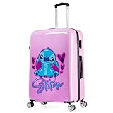 Disney Stitch Hartschalenkoffer 76 Zentimeter 91 Liter 4 Rollen Kombinationsschloss - Geschenke für Kinder(L/76cm - 91L, Rosa)