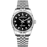 BUREI 38mm Automatik Uhr Herren Luxus Diamant Armbanduhr für Männer Mit Saphirglas Datumskalender