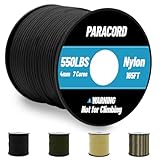 Omtofo 50M 100M Paracord 550 Nylonseil Schwarz Seil 4mm, 7 Kern-Strängen Paracord Reepschnur für Armband, Leine, Halsband, Survival Paracord Max. 250kg (550lbs)