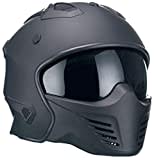 Motorradhelm Jethelm Helm RALLOX 726 matt schwarz mit ansteckbaren Kinnteil Größe M