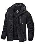 KEFITEVD Winterjacke Herren Warm Softshell Jacke Wasserdicht Snowboardjacke Gefüttert Kapuzenjacke Thermo Outdoorjacke für Snowboard Ski Männer Schwarz CN XL, EU S