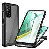 CENHUFO für Xiaomi Mi 10T 5G Hülle, Xiaomi Mi 10T Pro 5G Hülle 360 Grad Handyhülle Stoßfest Schutzhülle Panzerhülle mit Eingebautem Displayschutz Robust Bumper Outdoor Full Cover Case - Schwarz