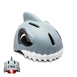 Crazy Safety Grau Hai Kinder Fahrradhelm | Fahrradhelm für Kinder von 6-12 Jahren für Fahrräder, Skateboards, Laufräder, Scooter, Skates. Leichter und Verstellbarer 3D-Tierhelm 54-59 cm.