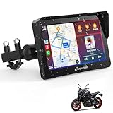 Carpuride W702 Motorrad GPS Carplay Bildschirm, Kabelloses CarPlay und Android Auto, Tragbarer 7 Zoll Wasserdichter Touchscreen, Dual Bluetooth, Navigation, Siri.