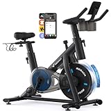 MERACH Heimtrainer Fahrrad mit Magnetischem Widerstand, Leises Bremsbelag/Hometrainer Fahrrad mit Verbessertem LCD-Monitor, Spinning Bike Indoor mit Hantelrack, Tablet-Halter, Eigener App, Bis 122KG