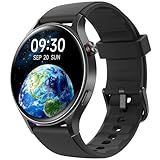 Smartwatch Herren Rund mit Telefonfunktion- 1.32" AMOLED Display, Fitnessuhr mit 110+ Sportmodi &3ATM, Uhren Damen Herren für iOS/Android Schrittzähler mit Pulsmesser/ SpO2/ Schlafmonitor- Schawrz